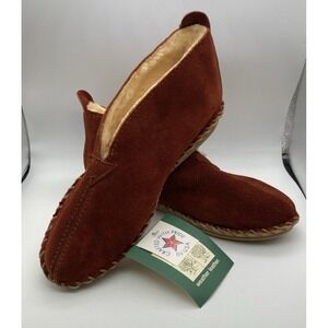 Pair Of Moccasins NWT Fleece Lining Brown Size 9 Weather Leather Warm Cozy Fire